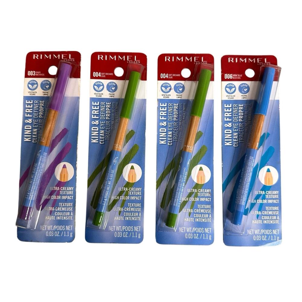 Rimmel Kind and Free Eyeliner Pencils 003 Grape 006 Anime Blue 004 Soft Orchard